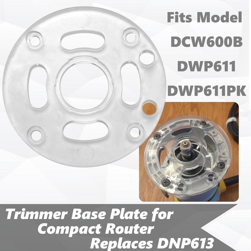 auaurly 2 PCS Clear Round Sub Base Replaces DNP613 Compatible with DWP611,DCW600B Compact Routers,Durable Router Base Plate Replacement - Image 3